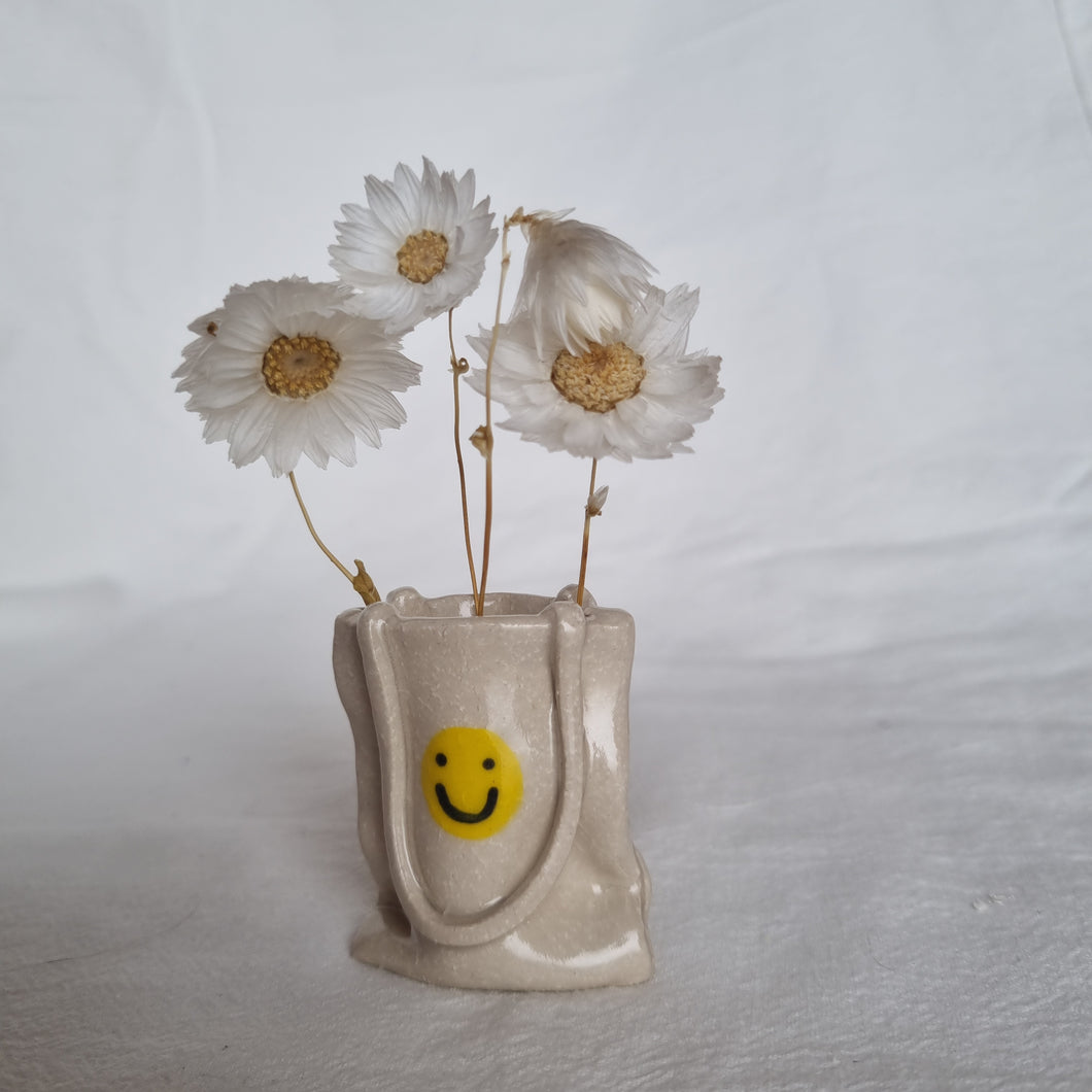 Mini Tote Bud Vase - Faces