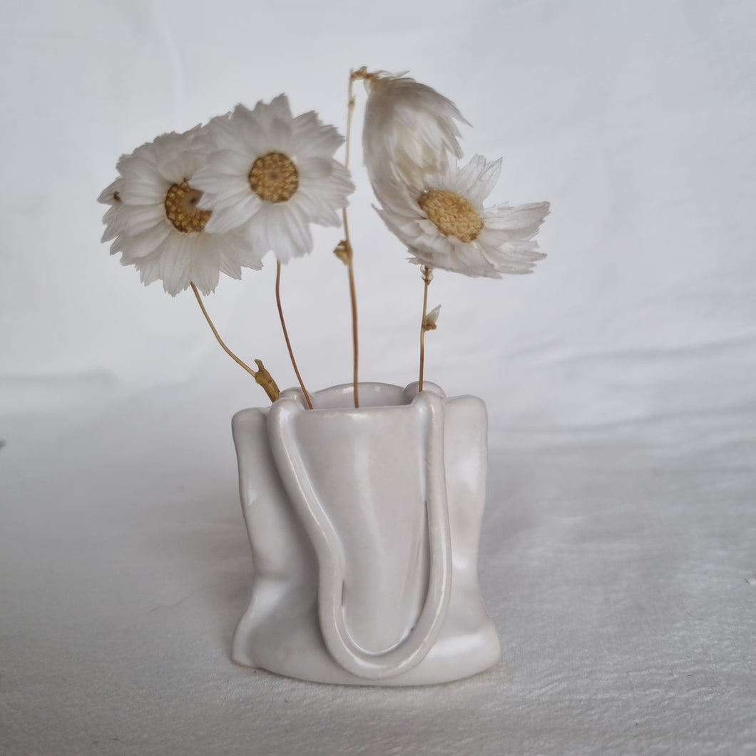 Mini Tote Bud Vase - White #1