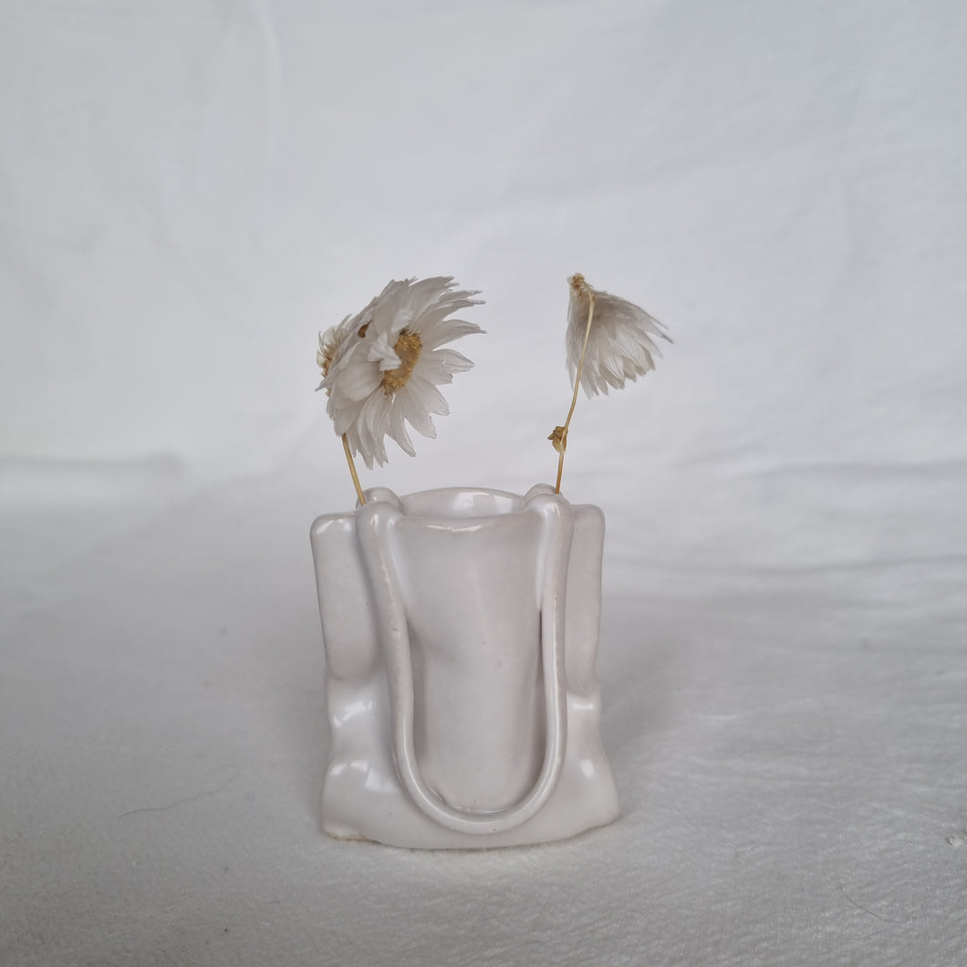 Mini Tote Bud Vase - White #2